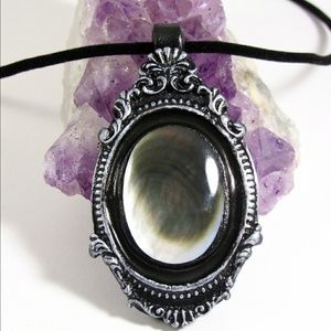 Black mirror gemstone necklace